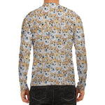 Watercolor Corgi Pattern Print Men's Long Sleeve Rash Guard
