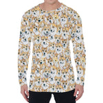 Watercolor Corgi Pattern Print Men's Long Sleeve T-Shirt