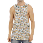 Watercolor Corgi Pattern Print Men's Muscle Tank Top