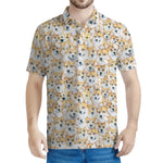 Watercolor Corgi Pattern Print Men's Polo Shirt