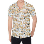 Watercolor Corgi Pattern Print Men's Shirt