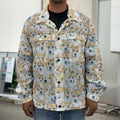 Watercolor Corgi Pattern Print Men's Shirt Jacket