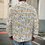 Watercolor Corgi Pattern Print Men's Shirt Jacket