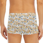 Watercolor Corgi Pattern Print Men's Short Boxer Briefs