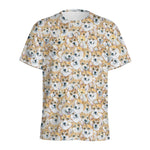 Watercolor Corgi Pattern Print Men's Sports T-Shirt