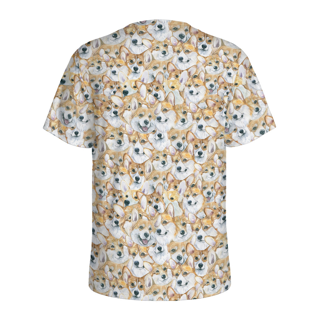 Watercolor Corgi Pattern Print Men's Sports T-Shirt