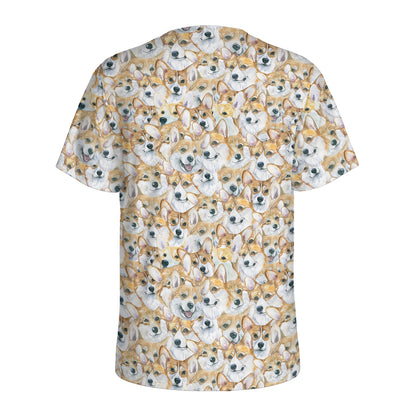 Watercolor Corgi Pattern Print Men's Sports T-Shirt