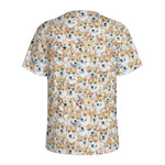Watercolor Corgi Pattern Print Men's Sports T-Shirt