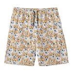 Watercolor Corgi Pattern Print Men's Swim Trunks