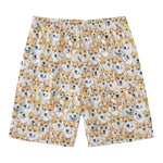 Watercolor Corgi Pattern Print Men's Swim Trunks