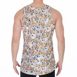 Watercolor Corgi Pattern Print Men's Velvet Tank Top
