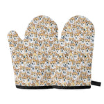 Watercolor Corgi Pattern Print Oven Mitts