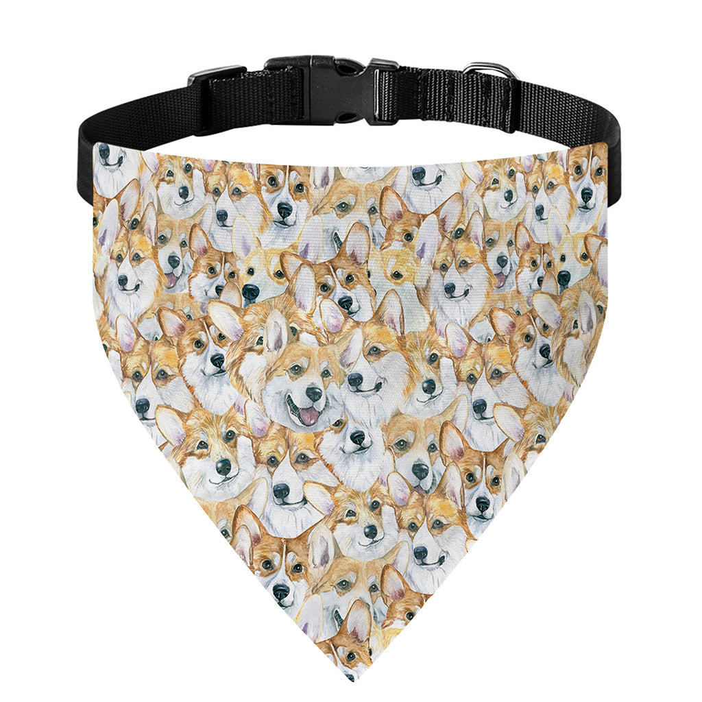 Watercolor Corgi Pattern Print Over The Collar Dog Bandana