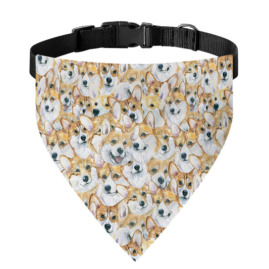 Watercolor Corgi Pattern Print Over The Collar Dog Bandana