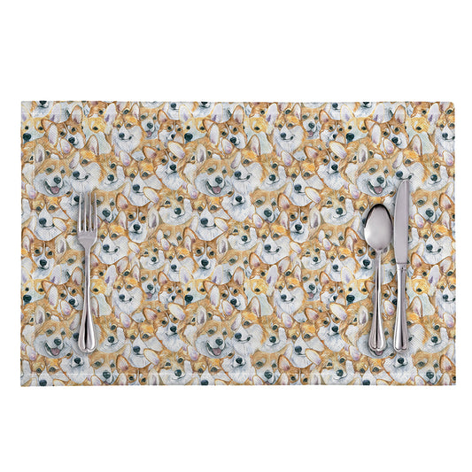 Watercolor Corgi Pattern Print Placemat
