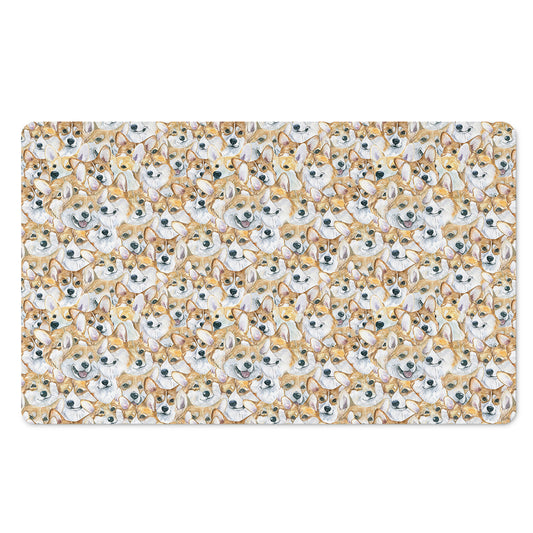 Watercolor Corgi Pattern Print Polyester Doormat