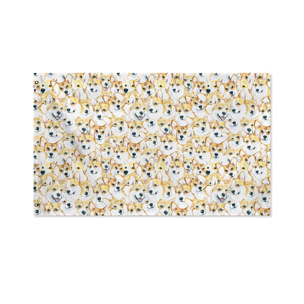 Watercolor Corgi Pattern Print Polyester Flag