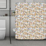 Watercolor Corgi Pattern Print Polyester Shower Curtain