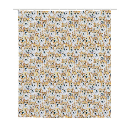 Watercolor Corgi Pattern Print Polyester Shower Curtain