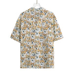 Watercolor Corgi Pattern Print Rayon Hawaiian Shirt