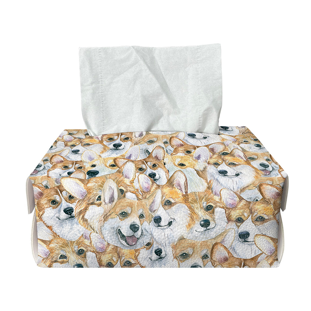 Watercolor Corgi Pattern Print Rectangle Tissue Box Cover