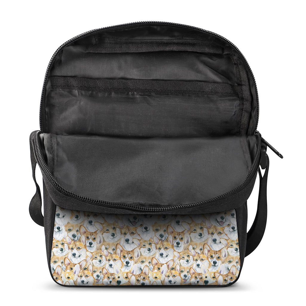 Watercolor Corgi Pattern Print Rectangular Crossbody Bag