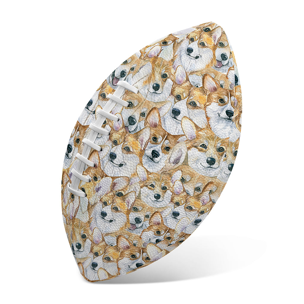 Watercolor Corgi Pattern Print Rugby Ball