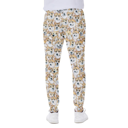 Watercolor Corgi Pattern Print Scuba Joggers
