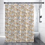 Watercolor Corgi Pattern Print Shower Curtain