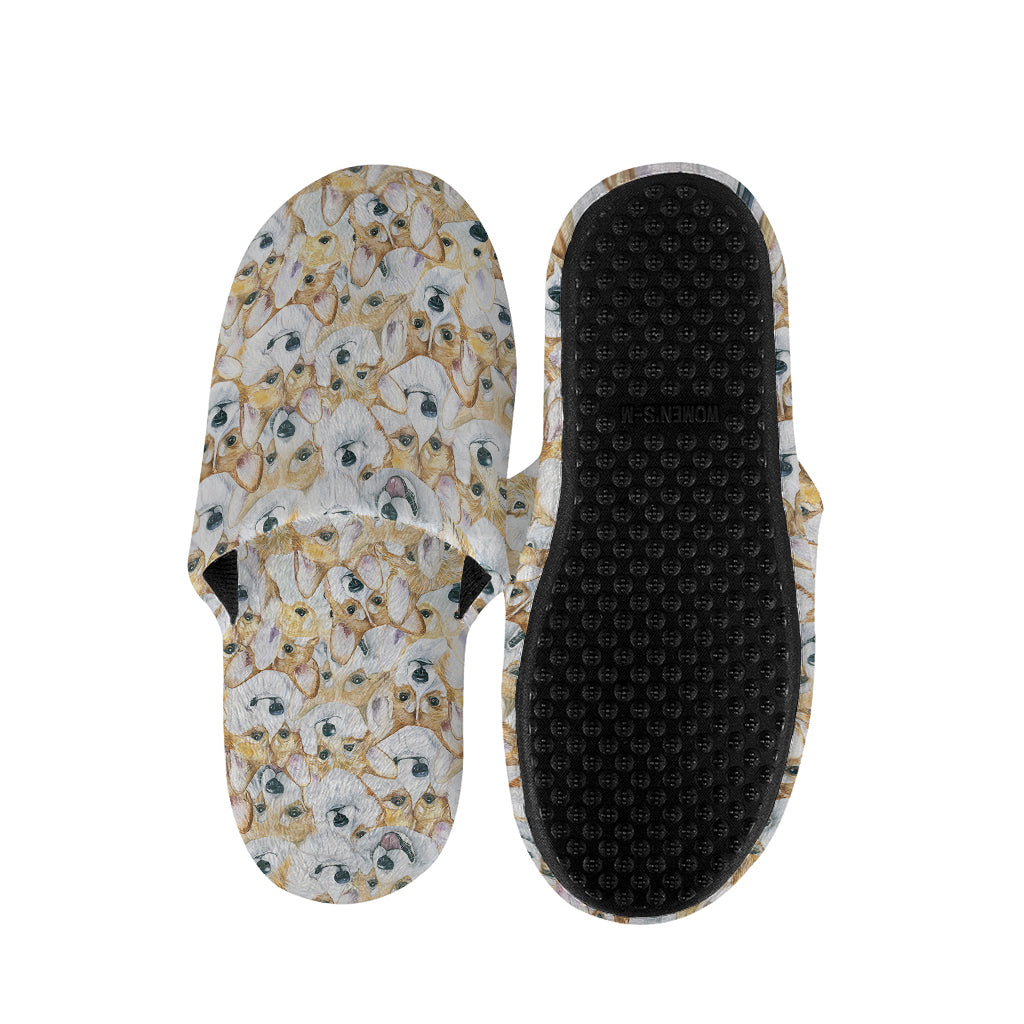 Watercolor Corgi Pattern Print Slippers