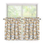 Watercolor Corgi Pattern Print Tier Curtains