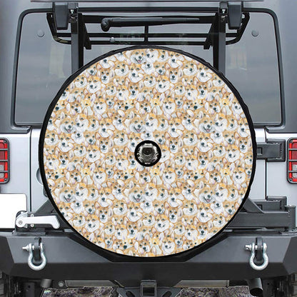 Watercolor Corgi Pattern Print Tire Cover With Camera Hole