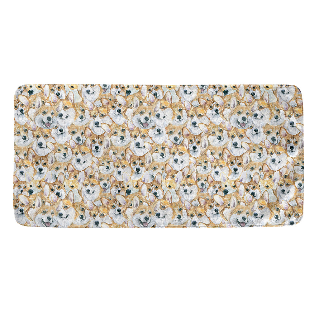 Watercolor Corgi Pattern Print Towel