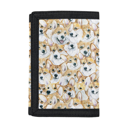 Watercolor Corgi Pattern Print Trifold Wallet
