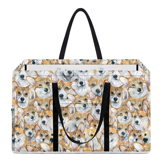 Watercolor Corgi Pattern Print Utility Tote Bag