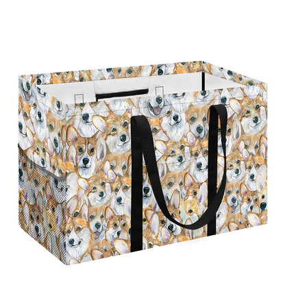 Watercolor Corgi Pattern Print Utility Tote Bag
