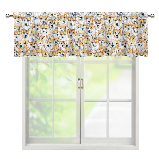 Watercolor Corgi Pattern Print Window Valance