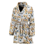 Watercolor Corgi Pattern Print Women's Bathrobe