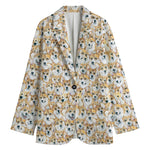 Watercolor Corgi Pattern Print Women's Blazer