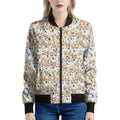 Watercolor Corgi Pattern Print Women's Bomber Jacket