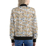 Watercolor Corgi Pattern Print Women's Bomber Jacket