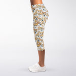 Watercolor Corgi Pattern Print Women's Capri Leggings