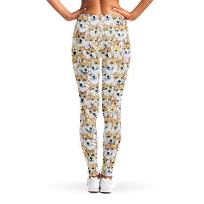Watercolor Corgi Pattern Print Women's Leggings