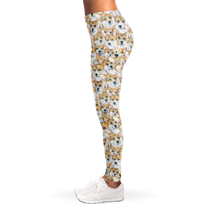 Watercolor Corgi Pattern Print Women's Leggings