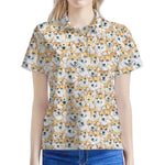 Watercolor Corgi Pattern Print Women's Polo Shirt