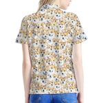 Watercolor Corgi Pattern Print Women's Polo Shirt
