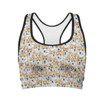 Watercolor Corgi Pattern Print Women's Sports Bra