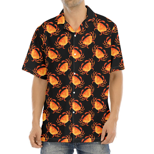 Watercolor Crab Pattern Print Aloha Shirt