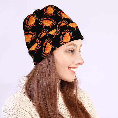 Watercolor Crab Pattern Print Beanie
