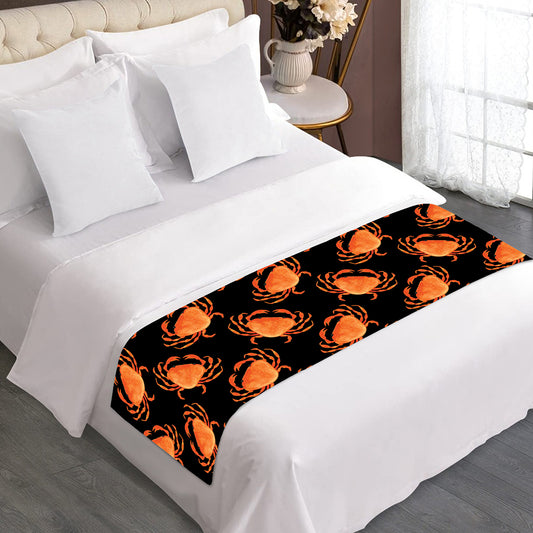 Watercolor Crab Pattern Print Bed Runner